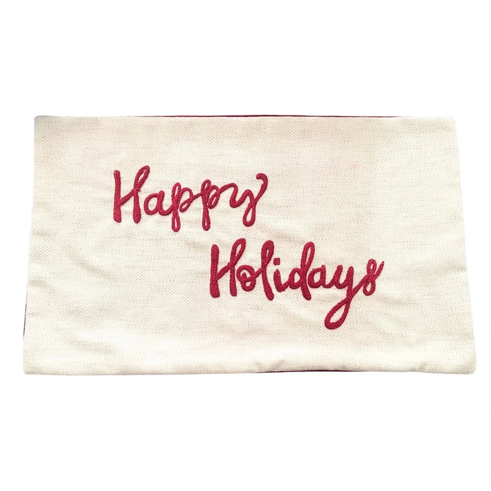 NWT Pottery Barn Red and Cream Holiday Pillow Cover